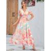 imageSimplee Womens Boho Floral Maxi Dress Flowy Casual V Neck Short Sleeve Wedding Guest Holiday Beach Long Dress1blue Yellow Red