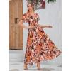 imageSimplee Womens Boho Floral Maxi Dress Flowy Casual V Neck Short Sleeve Wedding Guest Holiday Beach Long Dress1pink Orange Floral
