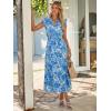 imageSimplee Womens Summer Floral Mixi Dress V Neck Ruffle Short Sleeve Flowy Dress Boho Casual Beach Long Dresses 2026Blue Floral