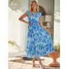 imageSimplee Womens Summer Floral Mixi Dress V Neck Ruffle Short Sleeve Flowy Dress Boho Casual Beach Long Dresses 2026Blue Floral