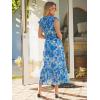 imageSimplee Womens Summer Floral Mixi Dress V Neck Ruffle Short Sleeve Flowy Dress Boho Casual Beach Long Dresses 2026Blue Floral