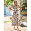 imageSimplee Womens Summer Floral Mixi Dress V Neck Ruffle Short Sleeve Flowy Dress Boho Casual Beach Long Dresses 2026Green Floral