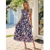 imageSimplee Womens Summer Floral Mixi Dress V Neck Ruffle Short Sleeve Flowy Dress Boho Casual Beach Long Dresses 2026Navy Blue Apricot Floral