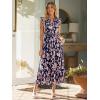 imageSimplee Womens Summer Floral Mixi Dress V Neck Ruffle Short Sleeve Flowy Dress Boho Casual Beach Long Dresses 2026Navy Blue Apricot Floral