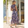 imageSimplee Womens Summer Floral Mixi Dress V Neck Ruffle Short Sleeve Flowy Dress Boho Casual Beach Long Dresses 2026Navy Blue Apricot Floral