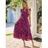 imageSimplee Womens Summer Floral Mixi Dress V Neck Ruffle Short Sleeve Flowy Dress Boho Casual Beach Long Dresses 2026Navy Blue Red Floral