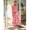 imageSimplee Womens Summer Floral Mixi Dress V Neck Ruffle Short Sleeve Flowy Dress Boho Casual Beach Long Dresses 2026Red Floral