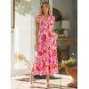 imageSimplee Womens Summer Floral Mixi Dress V Neck Ruffle Short Sleeve Flowy Dress Boho Casual Beach Long Dresses 2026Red Floral