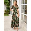 imageSimplee Womens Summer Floral Summer Maxi Dresses Boho Flowy Flutter Short Sleeve Crew Neck Vacation Smocked Chiffon DressFloral Green