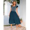 imageSimplee Womens Boho Maxi Dress Flutter Sleeve Summer Casual Smocked Waist A Line Flowy Tiered Dress with PocketsInk Blue