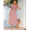 imageSimplee Womens Boho Maxi Dress Flutter Sleeve Summer Casual Smocked Waist A Line Flowy Tiered Dress with PocketsPink