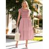 imageSimplee Womens Boho Maxi Dress Flutter Sleeve Summer Casual Smocked Waist A Line Flowy Tiered Dress with PocketsPink