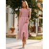 imageSimplee Womens Boho Maxi Dress Flutter Sleeve Summer Casual Smocked Waist A Line Flowy Tiered Dress with PocketsPink
