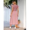 imageSimplee Womens Boho Maxi Dress Flutter Sleeve Summer Casual Smocked Waist A Line Flowy Tiered Dress with PocketsPink