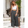 imageSimplee Womens Casual Split Wide Leg Pants High Waist Palazzo Flowy Beach Pants Summer Boho Lounge Pants with PocketsDotblack