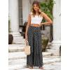 imageSimplee Womens Casual Split Wide Leg Pants High Waist Palazzo Flowy Beach Pants Summer Boho Lounge Pants with PocketsDotblack
