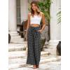 imageSimplee Womens Casual Split Wide Leg Pants High Waist Palazzo Flowy Beach Pants Summer Boho Lounge Pants with PocketsDotblack
