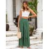 imageSimplee Womens Casual Split Wide Leg Pants High Waist Palazzo Flowy Beach Pants Summer Boho Lounge Pants with PocketsDotgreen