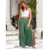 imageSimplee Womens Casual Split Wide Leg Pants High Waist Palazzo Flowy Beach Pants Summer Boho Lounge Pants with PocketsDotgreen