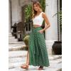 imageSimplee Womens Casual Split Wide Leg Pants High Waist Palazzo Flowy Beach Pants Summer Boho Lounge Pants with PocketsDotgreen