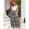 imageSimplee Womens Casual Split Wide Leg Pants High Waist Palazzo Flowy Beach Pants Summer Boho Lounge Pants with PocketsFloralblack