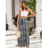 imageSimplee Womens Casual Split Wide Leg Pants High Waist Palazzo Flowy Beach Pants Summer Boho Lounge Pants with PocketsFloralblack