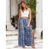 imageSimplee Womens Casual Split Wide Leg Pants High Waist Palazzo Flowy Beach Pants Summer Boho Lounge Pants with PocketsFloralblue