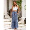 imageSimplee Womens Casual Split Wide Leg Pants High Waist Palazzo Flowy Beach Pants Summer Boho Lounge Pants with PocketsFloralblue