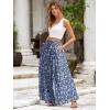 imageSimplee Womens Casual Split Wide Leg Pants High Waist Palazzo Flowy Beach Pants Summer Boho Lounge Pants with PocketsFloralblue