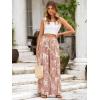 imageSimplee Womens Casual Split Wide Leg Pants High Waist Palazzo Flowy Beach Pants Summer Boho Lounge Pants with PocketsFloraldeep Pink