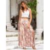 imageSimplee Womens Casual Split Wide Leg Pants High Waist Palazzo Flowy Beach Pants Summer Boho Lounge Pants with PocketsFloraldeep Pink