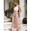 imageSimplee Womens Casual Split Wide Leg Pants High Waist Palazzo Flowy Beach Pants Summer Boho Lounge Pants with PocketsFloraldeep Pink