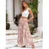 imageSimplee Womens Casual Split Wide Leg Pants High Waist Palazzo Flowy Beach Pants Summer Boho Lounge Pants with PocketsFloraldeep Pink