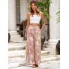 imageSimplee Womens Casual Split Wide Leg Pants High Waist Palazzo Flowy Beach Pants Summer Boho Lounge Pants with PocketsFloraldeep Pink