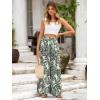 imageSimplee Womens Casual Split Wide Leg Pants High Waist Palazzo Flowy Beach Pants Summer Boho Lounge Pants with PocketsFloralgrey