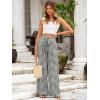 imageSimplee Womens Casual Split Wide Leg Pants High Waist Palazzo Flowy Beach Pants Summer Boho Lounge Pants with PocketsPlaidblack