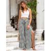 imageSimplee Womens Casual Split Wide Leg Pants High Waist Palazzo Flowy Beach Pants Summer Boho Lounge Pants with PocketsPlaidblack