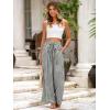 imageSimplee Womens Casual Split Wide Leg Pants High Waist Palazzo Flowy Beach Pants Summer Boho Lounge Pants with PocketsPlaidblack