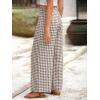 imageSimplee Womens Casual Split Wide Leg Pants High Waist Palazzo Flowy Beach Pants Summer Boho Lounge Pants with PocketsPlaidcoffee