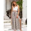 imageSimplee Womens Casual Split Wide Leg Pants High Waist Palazzo Flowy Beach Pants Summer Boho Lounge Pants with PocketsPlaidcoffee