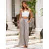 imageSimplee Womens Casual Split Wide Leg Pants High Waist Palazzo Flowy Beach Pants Summer Boho Lounge Pants with PocketsPlaidcoffee