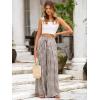 imageSimplee Womens Casual Split Wide Leg Pants High Waist Palazzo Flowy Beach Pants Summer Boho Lounge Pants with PocketsPlaidcoffee