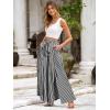 imageSimplee Womens Casual Split Wide Leg Pants High Waist Palazzo Flowy Beach Pants Summer Boho Lounge Pants with PocketsStripeblack White