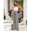 imageSimplee Womens Casual Split Wide Leg Pants High Waist Palazzo Flowy Beach Pants Summer Boho Lounge Pants with PocketsStripeblack White