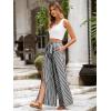 imageSimplee Womens Casual Split Wide Leg Pants High Waist Palazzo Flowy Beach Pants Summer Boho Lounge Pants with PocketsStripeblack White