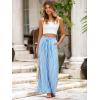 imageSimplee Womens Casual Split Wide Leg Pants High Waist Palazzo Flowy Beach Pants Summer Boho Lounge Pants with PocketsStripeblue White
