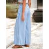 imageSimplee Womens Casual Split Wide Leg Pants High Waist Palazzo Flowy Beach Pants Summer Boho Lounge Pants with PocketsStripeblue White