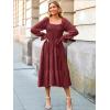 imageSimplee Womens Long Sleeve Maxi Dress Casual Square Neck Smocked Flowy Fall Wedding Guest DressesSolid6