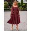 imageSimplee Womens Long Sleeve Maxi Dress Casual Square Neck Smocked Flowy Fall Wedding Guest DressesSolid6