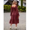 imageSimplee Womens Long Sleeve Maxi Dress Casual Square Neck Smocked Flowy Fall Wedding Guest DressesSolid6